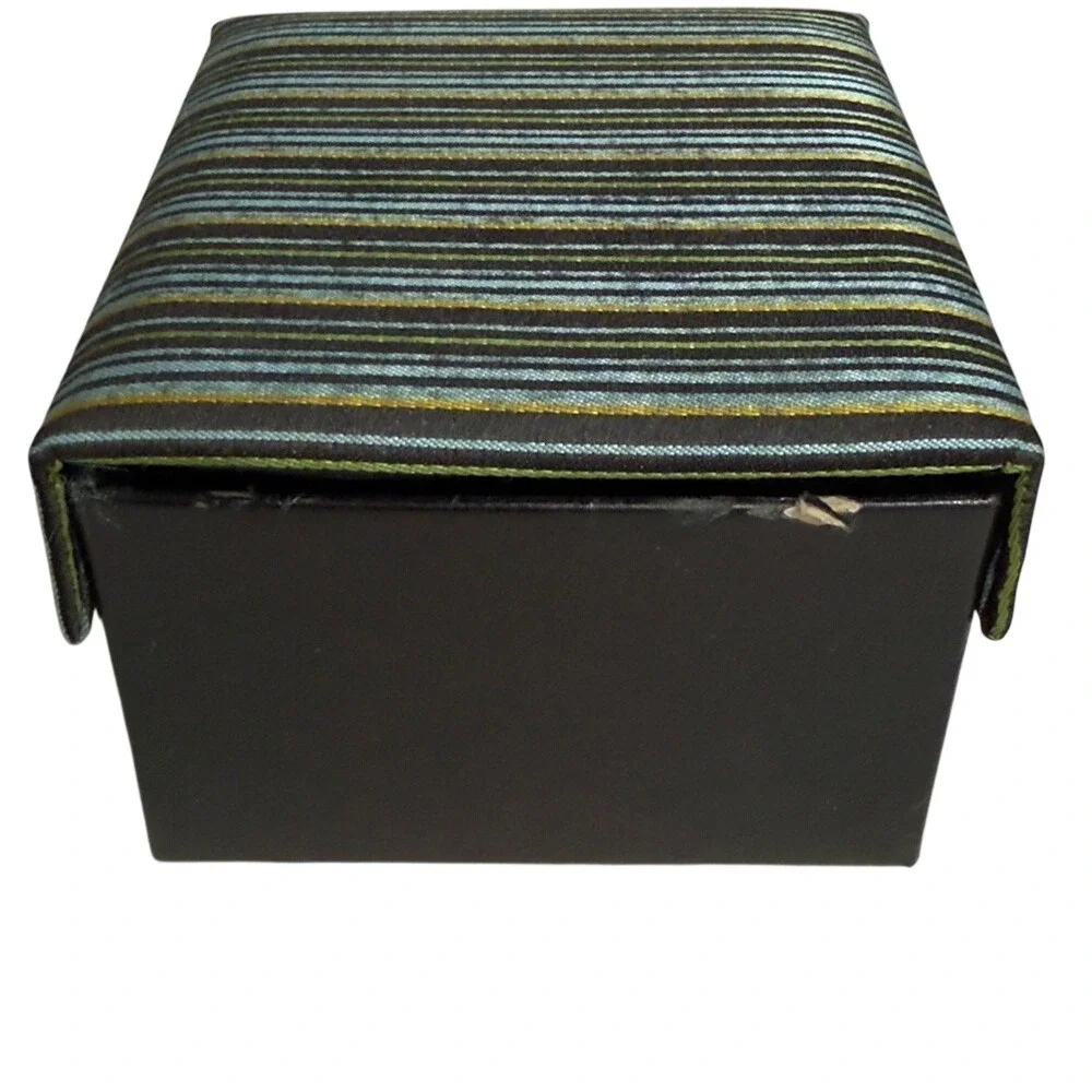 George Martin Blue & Black Striped‎ Tie & Cuff Link Set